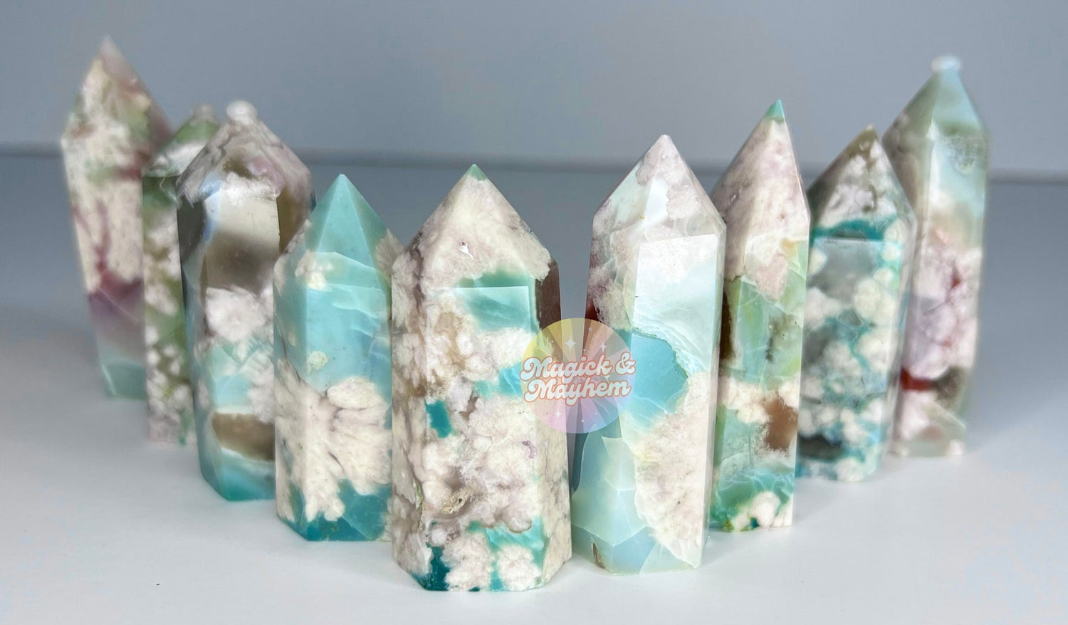 Green Flower Agate Towers