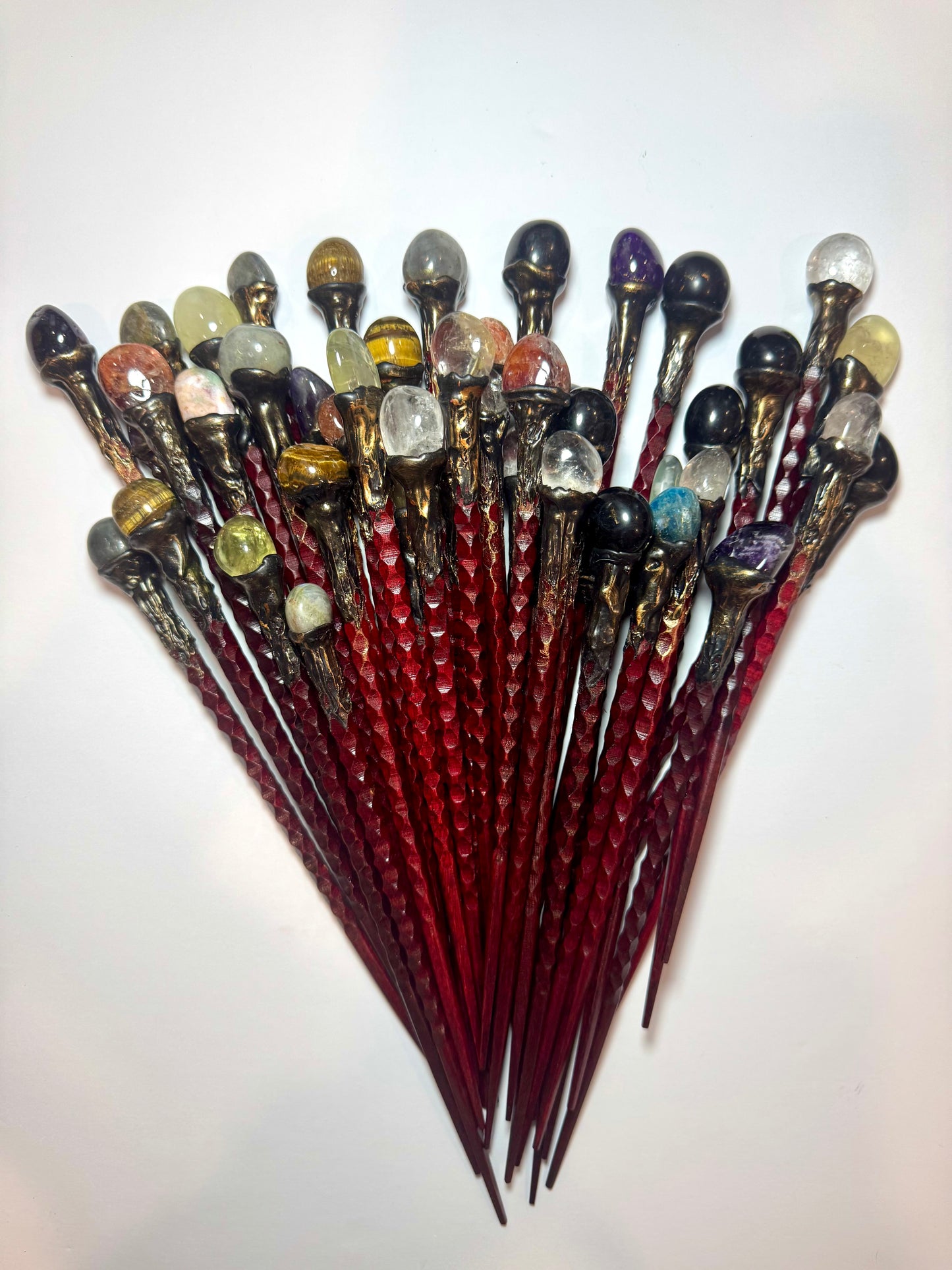 Red Wood Wand w/ Crystal