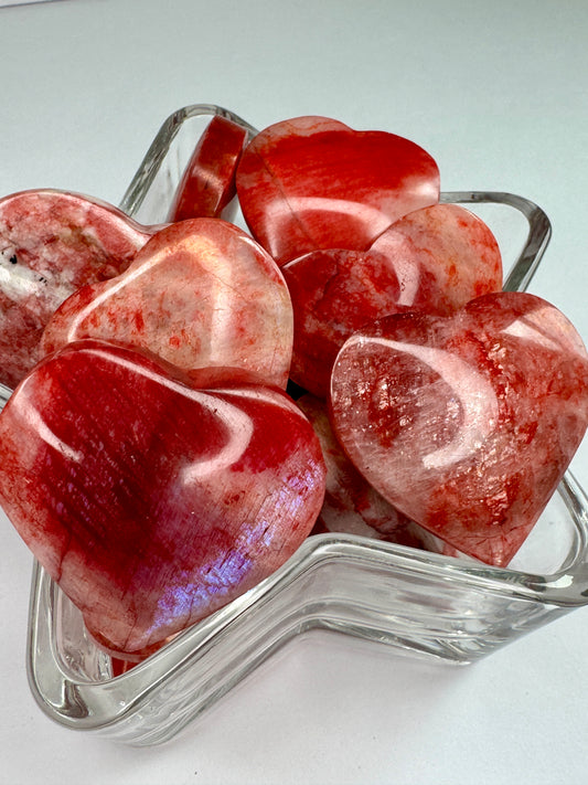 Red Moonstone Hearts (dyed)