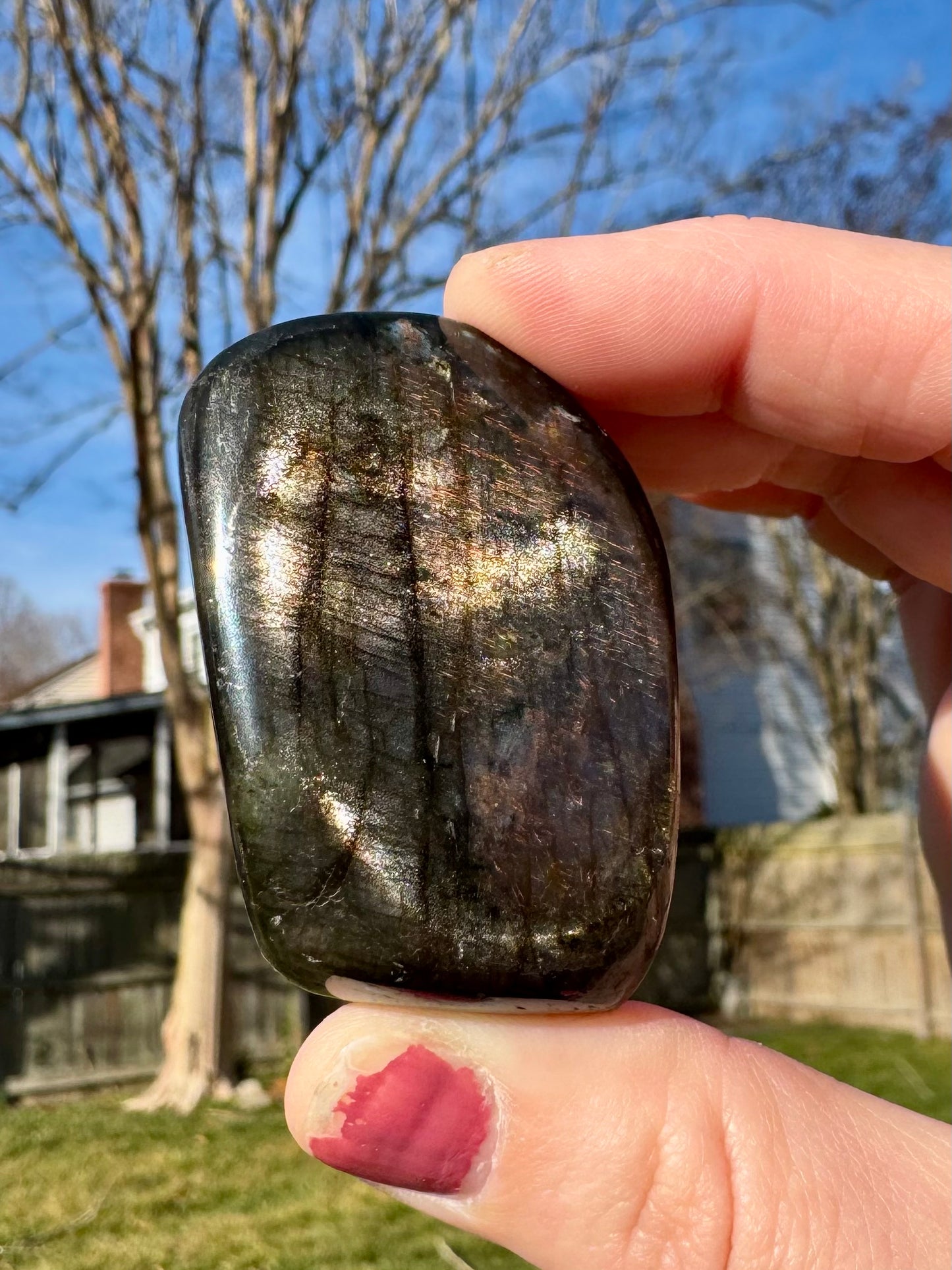 Black Labradorite Sunset Flash Freeform - A