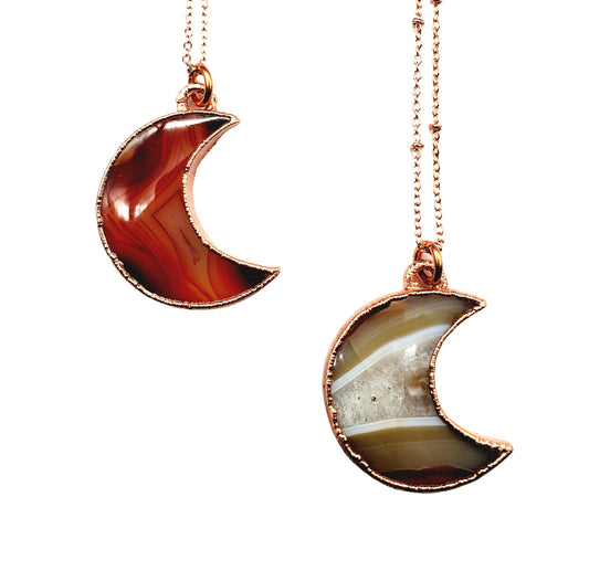 Carnelian Crescent Moon Necklace