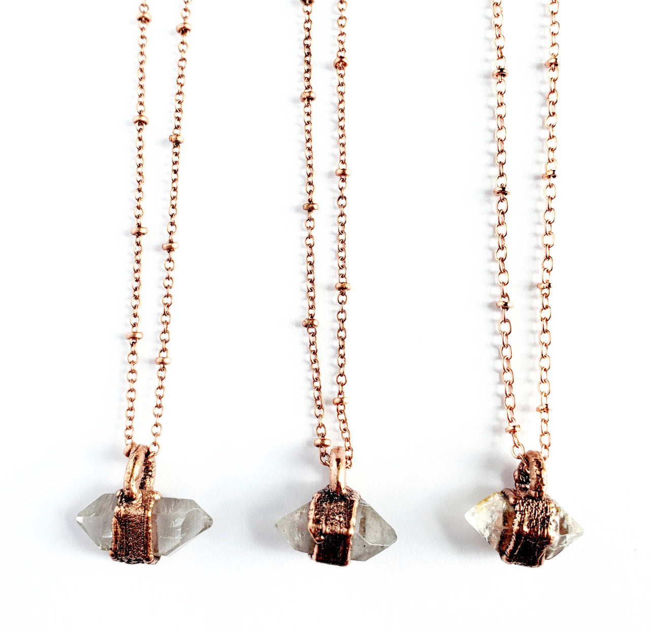 Petite Herkimer Diamond Necklace - Copper