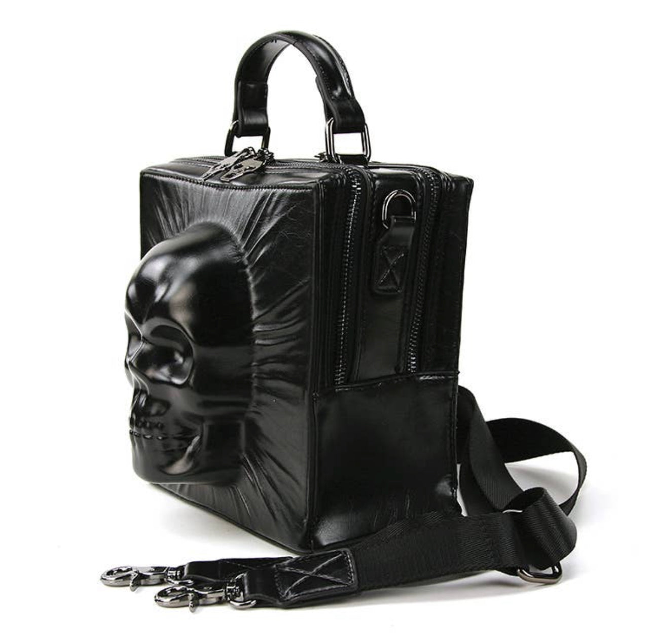 Black 3-D Skeleton Square Handbag