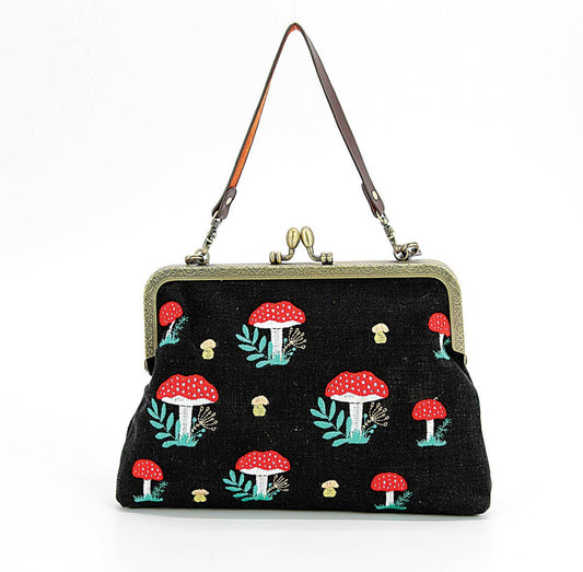 Black Mushroom Kisslock Frame Bag