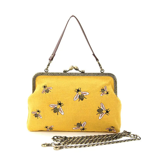 Yellow Bee Kisslock Bag