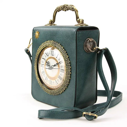 Vintage Clock Rectangle Shoulder Bag - With Working Clock!