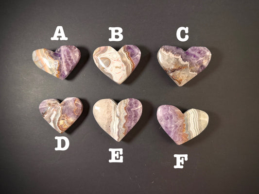 Amethyst Lace Agate Hearts