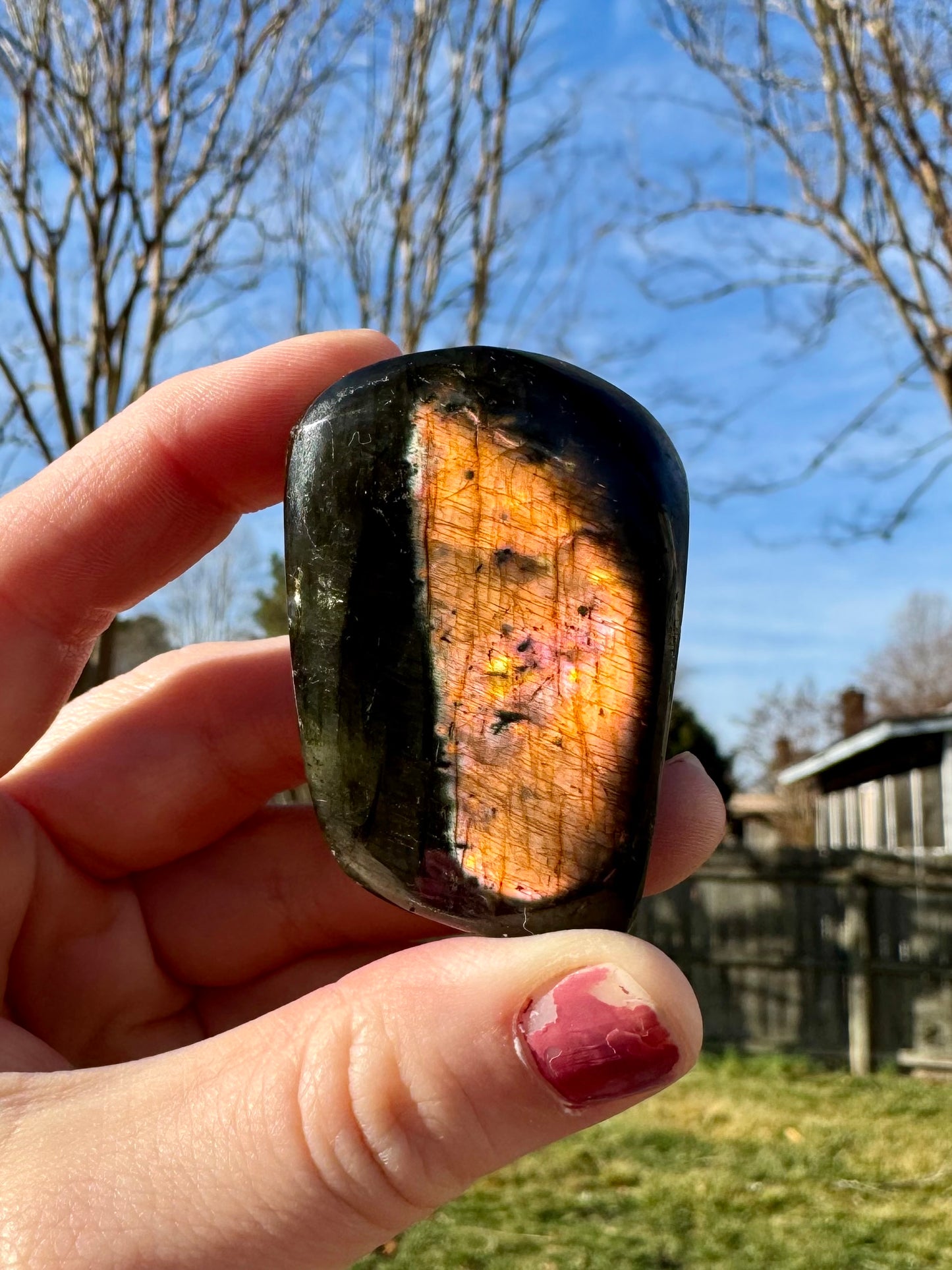 Black Labradorite Sunset Flash Freeform - A