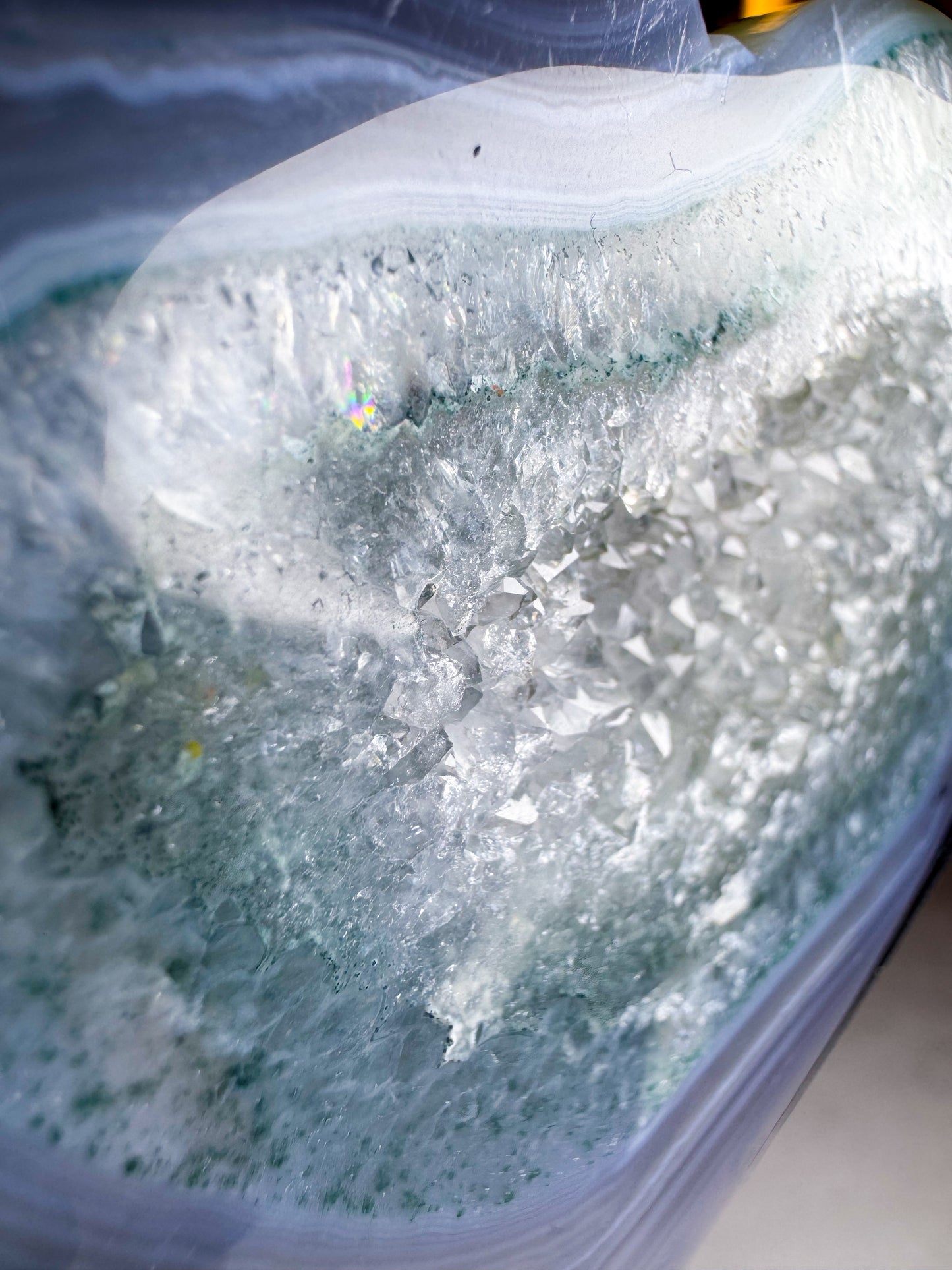 Druzy Green Quartz Agate Heart on Custom Stand