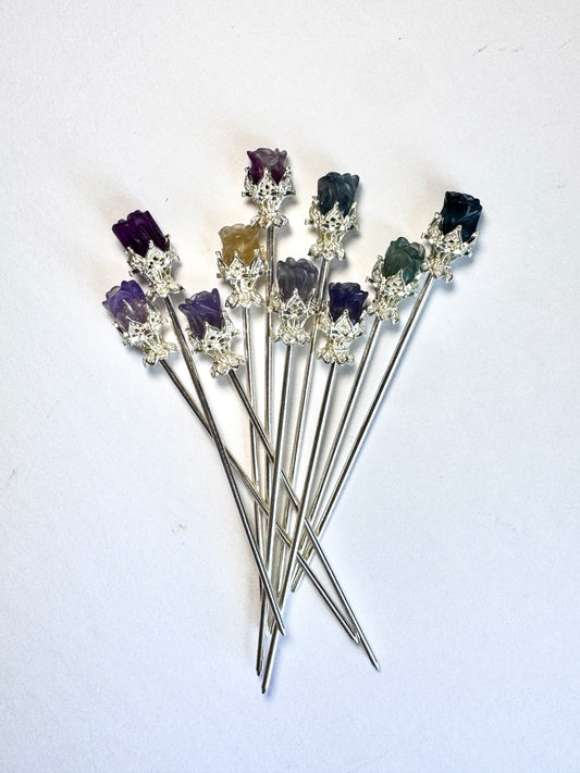 Fluorite Rose Hair Stick