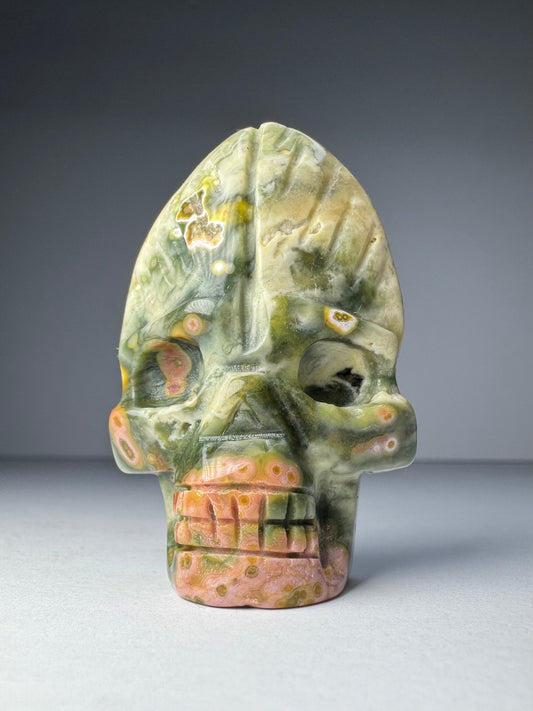 Orbicular Jasper Nature Skull - A