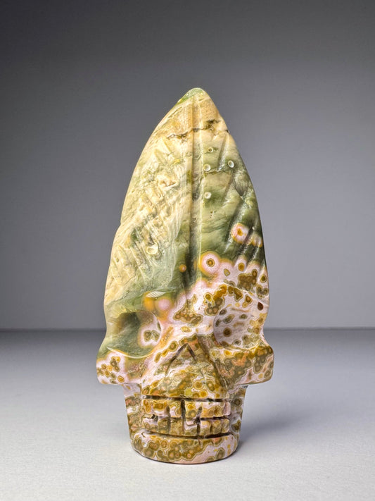 Orbicular Jasper Nature Skull - B