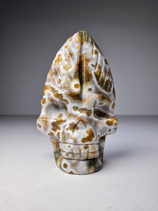 Orbicular Jasper Nature Skull - C