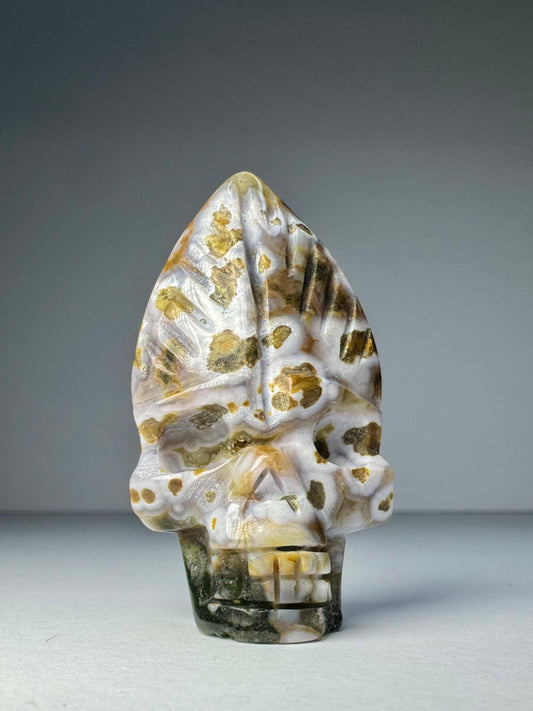 Orbicular Jasper Nature Skull - D