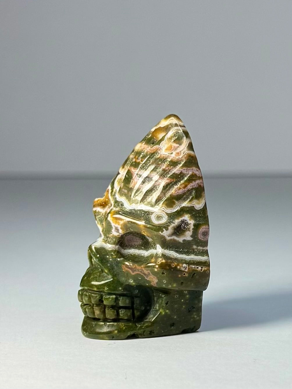 Orbicular Jasper Nature Skull - F