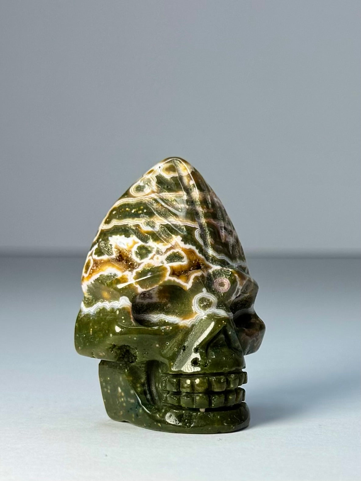 Orbicular Jasper Nature Skull - F