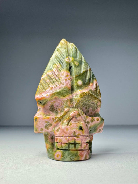 Orbicular Jasper Nature Skull - G