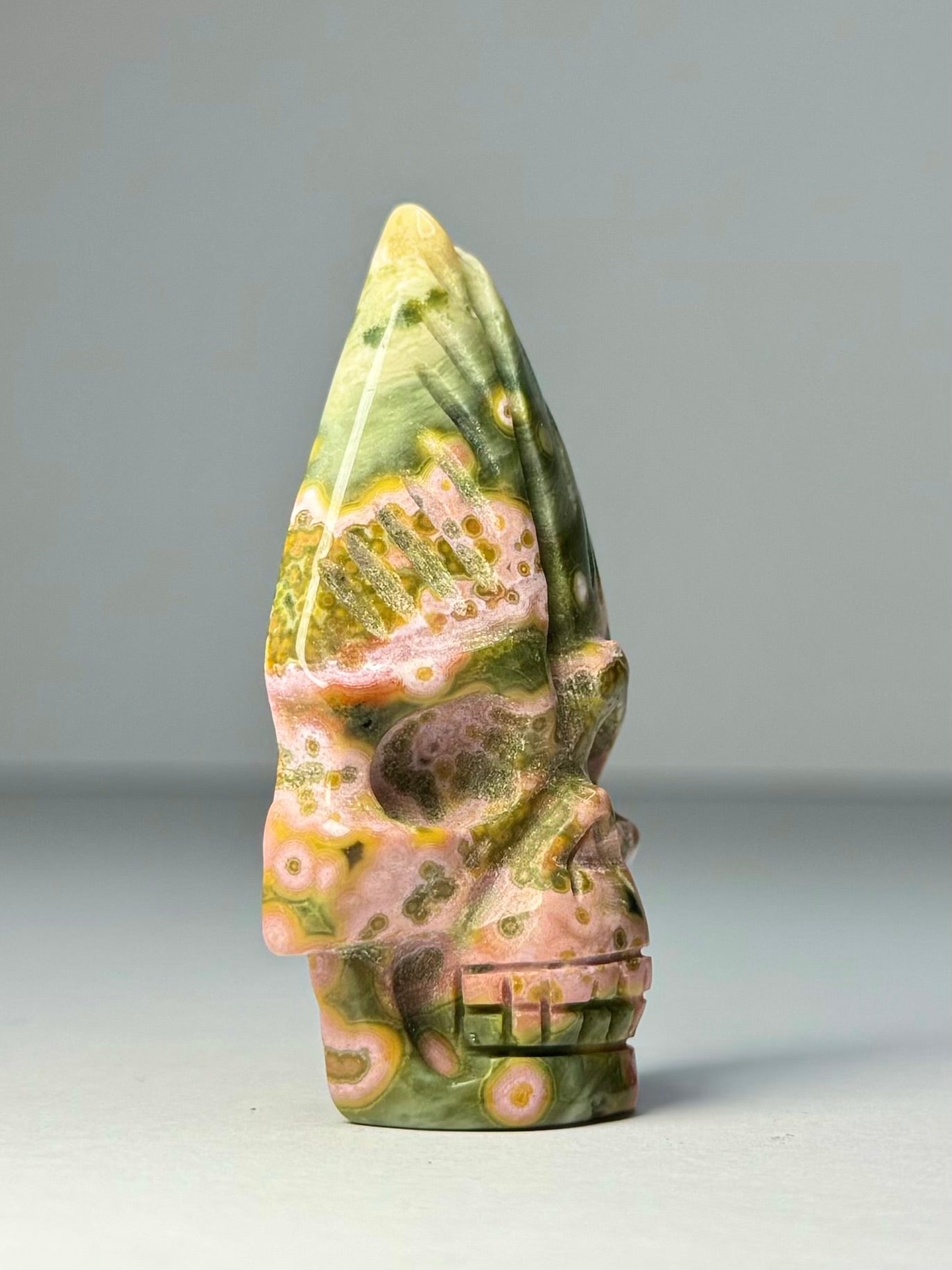 Orbicular Jasper Nature Skull - G