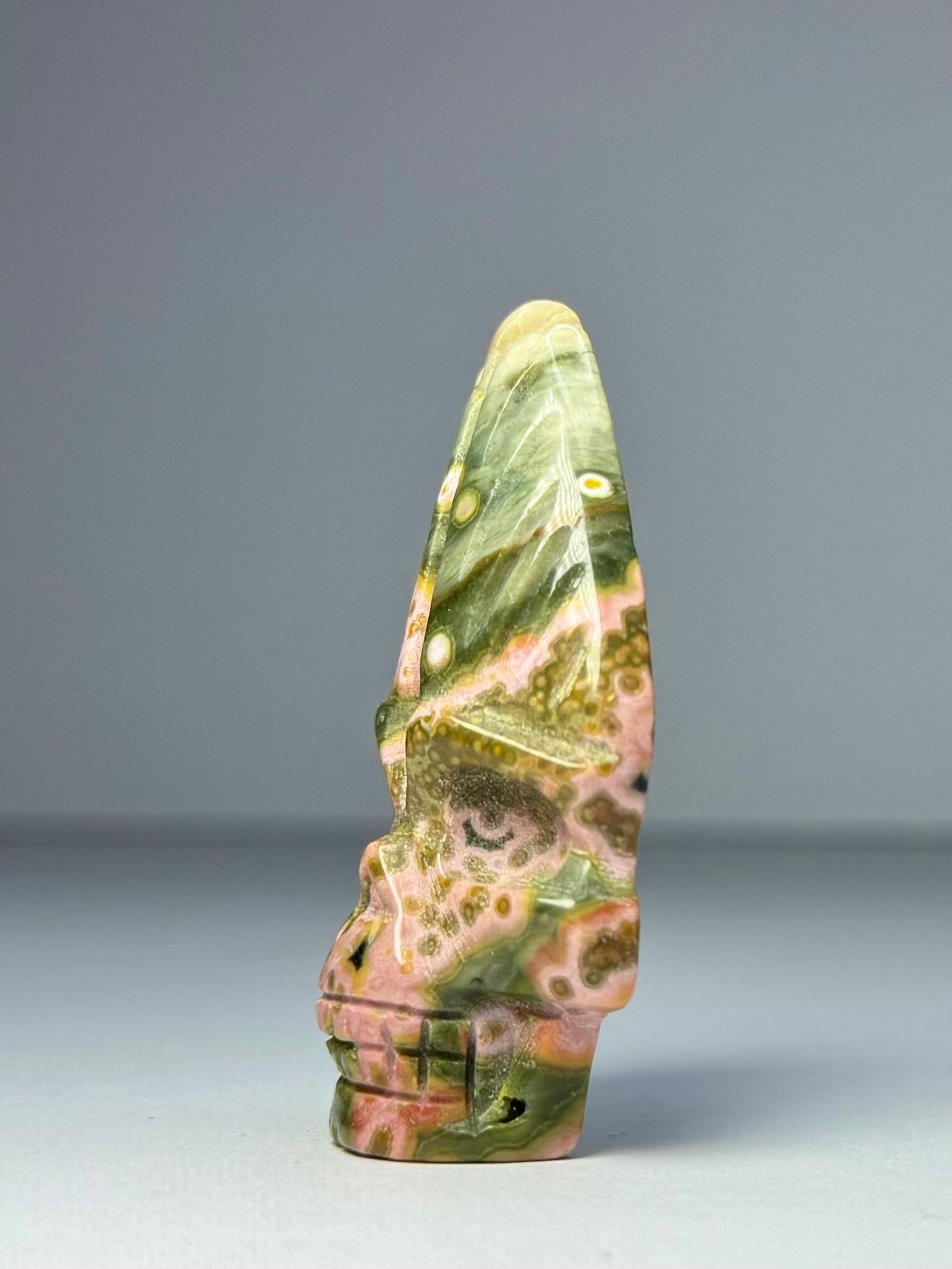 Orbicular Jasper Nature Skull - G