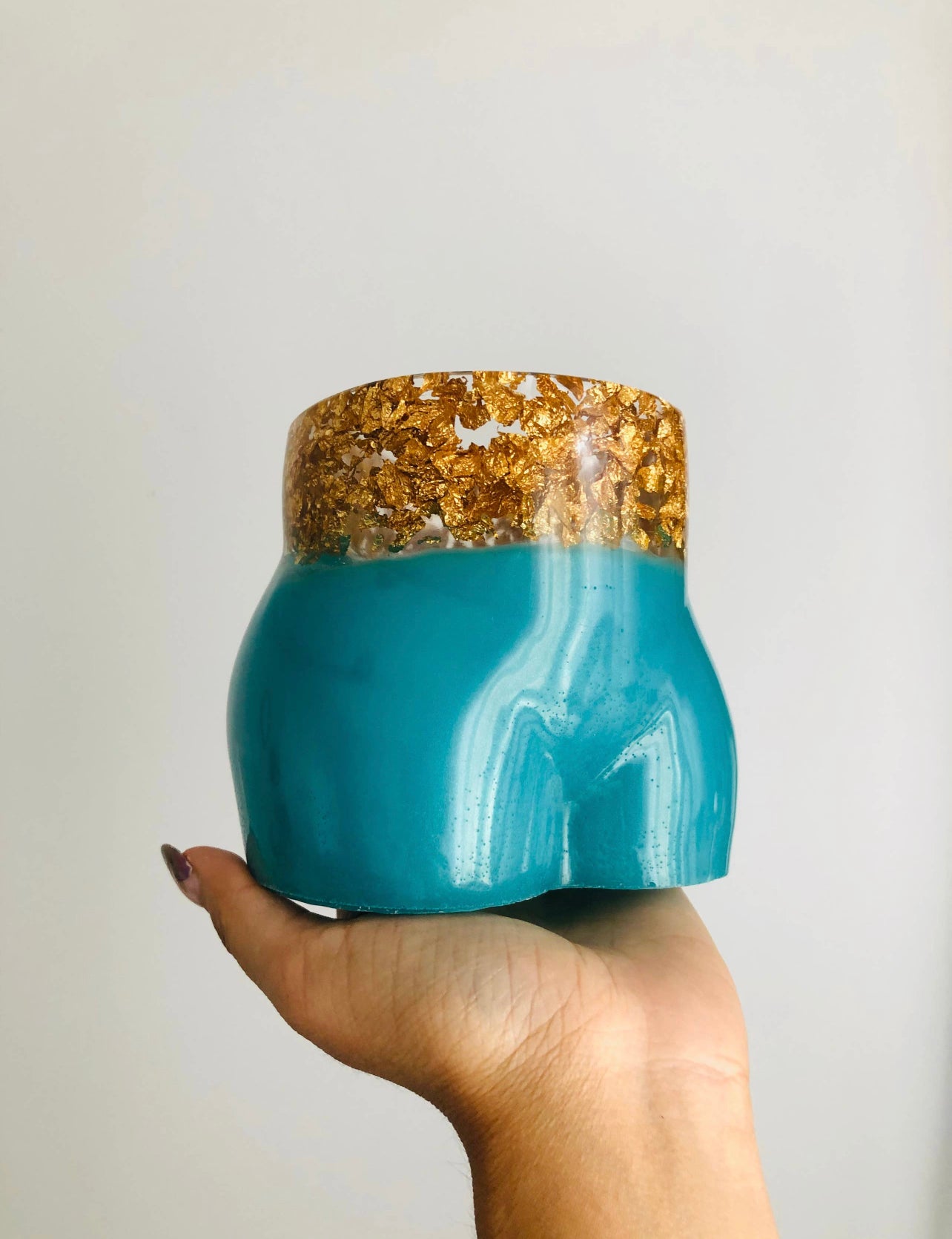 Teal & Gold Foil Booty Planter