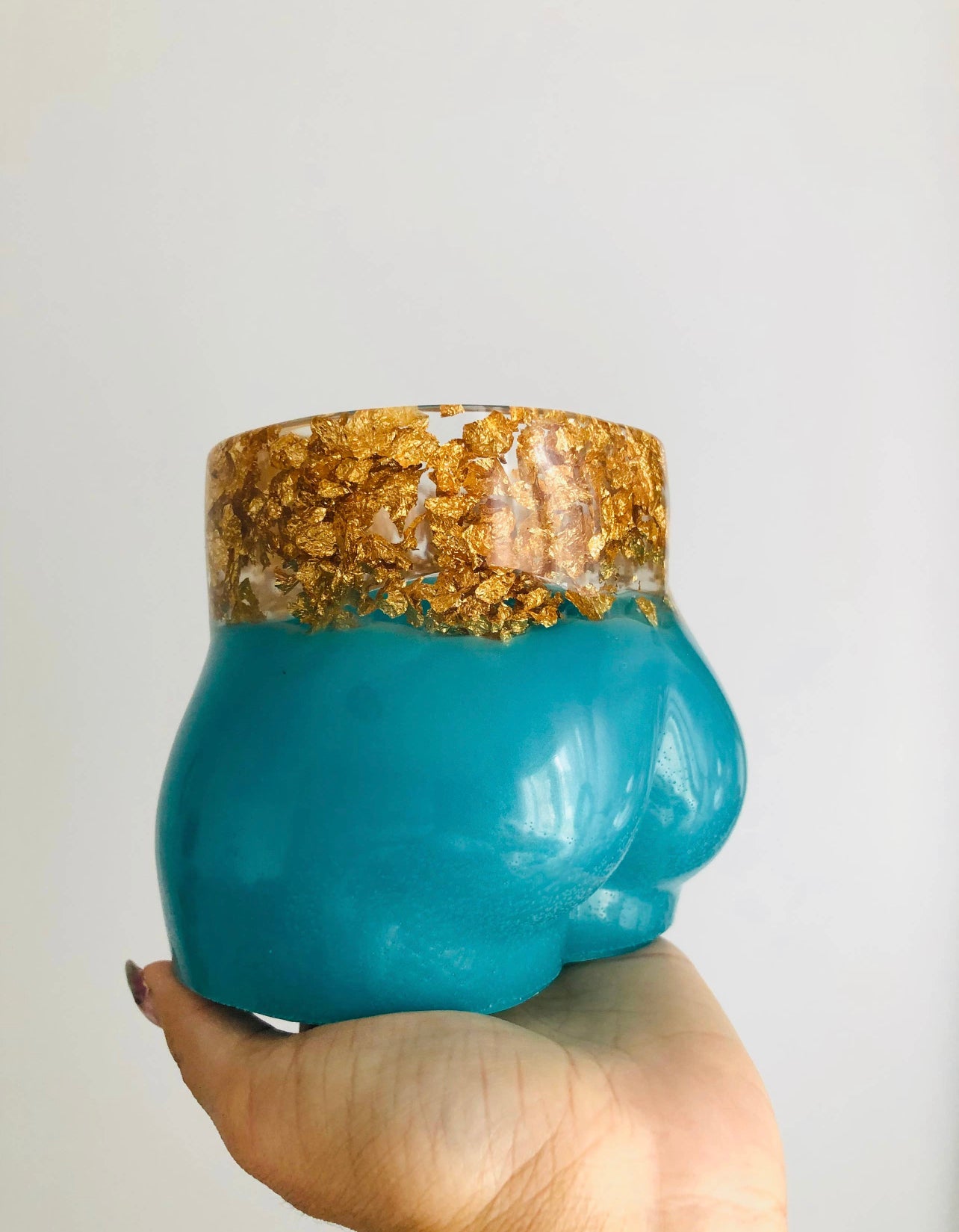 Teal & Gold Foil Booty Planter