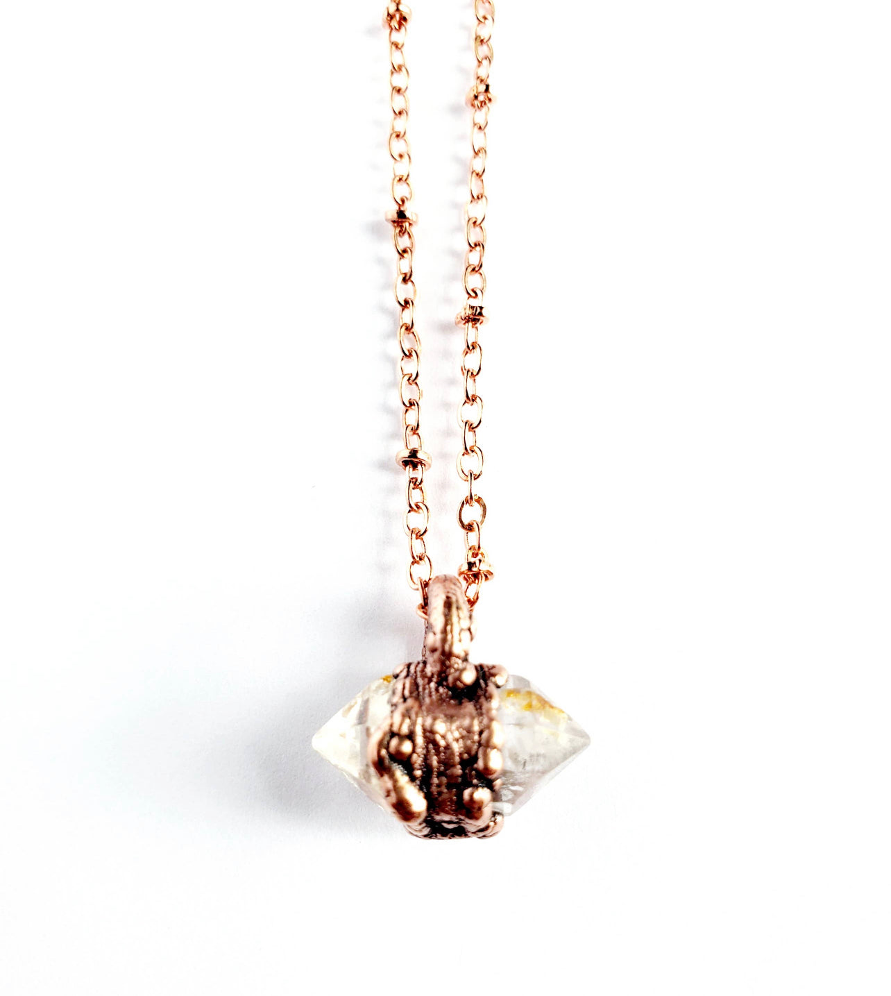 Petite Herkimer Diamond Necklace - Copper