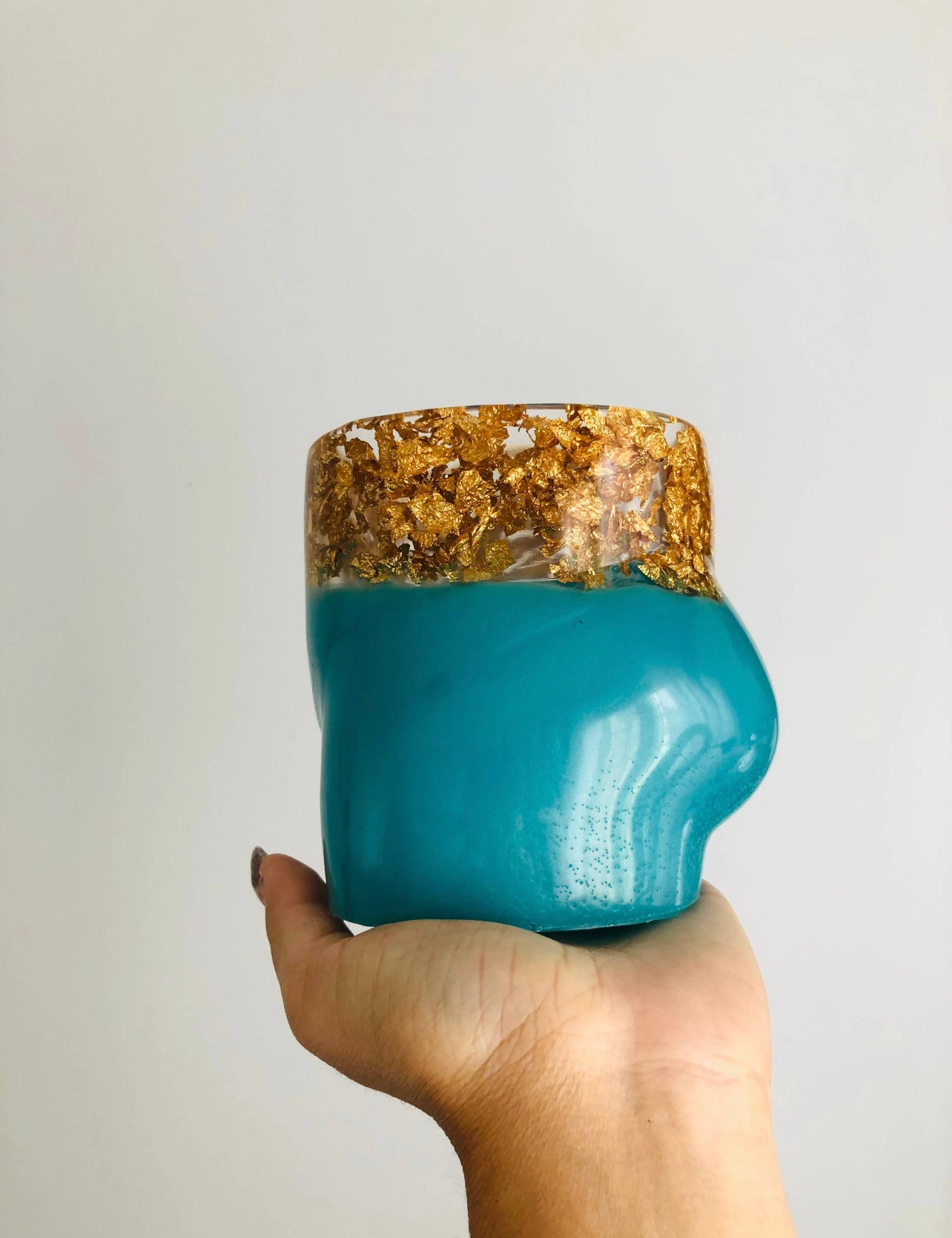 Teal & Gold Foil Booty Planter