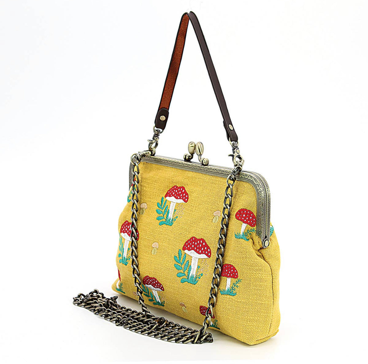 Yellow Mushroom Kisslock Frame Bag