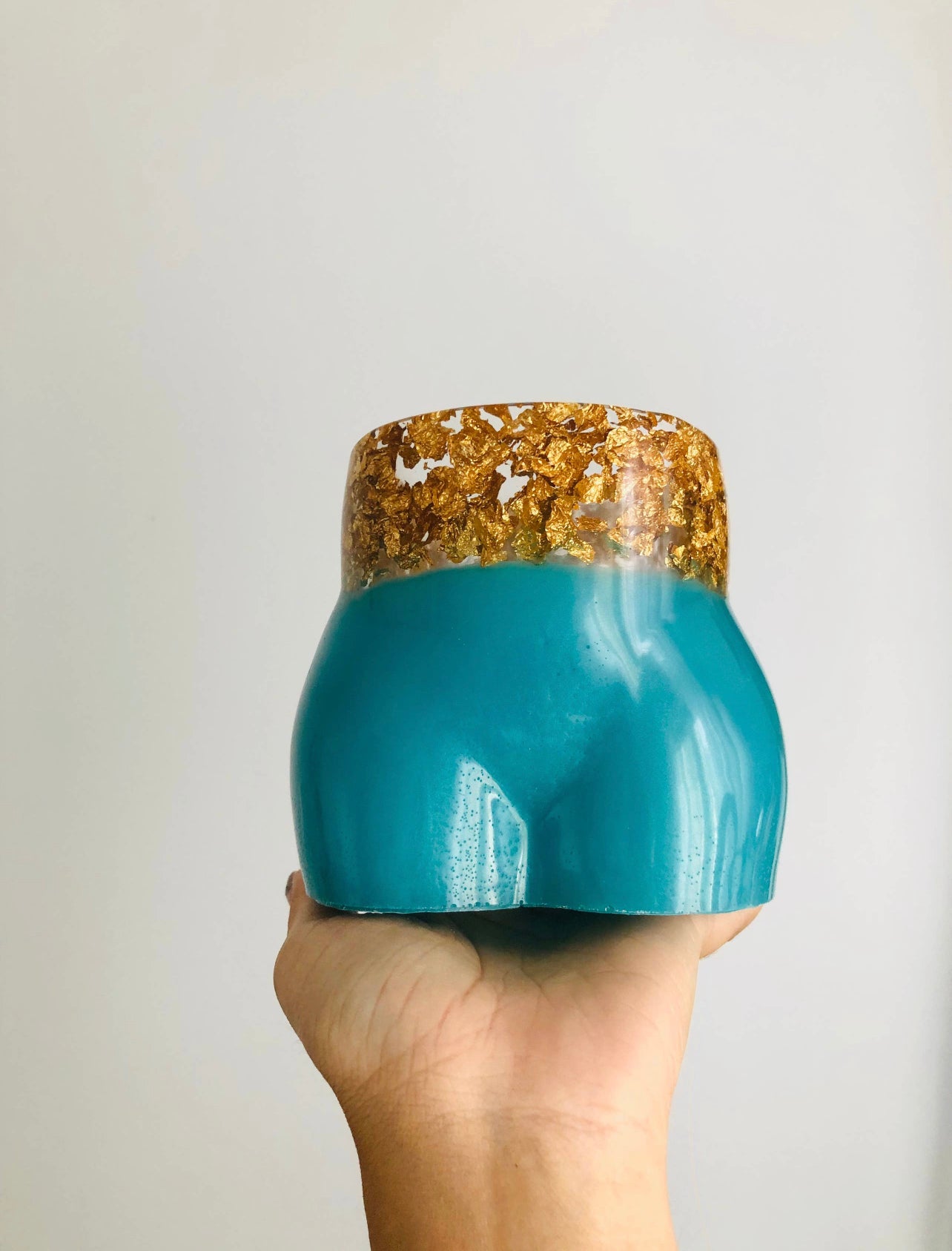 Teal & Gold Foil Booty Planter