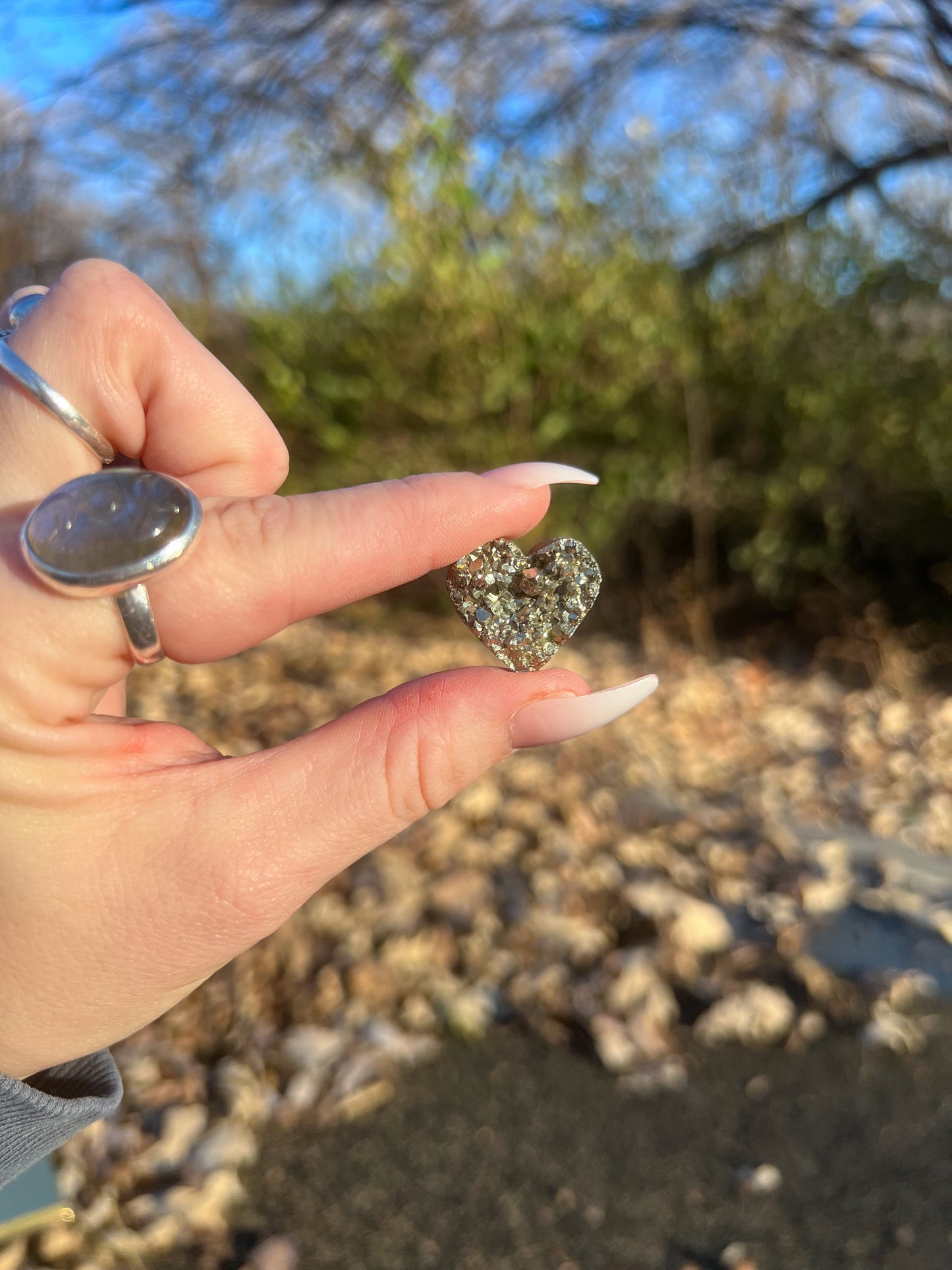 Druzy Pyrite Heart