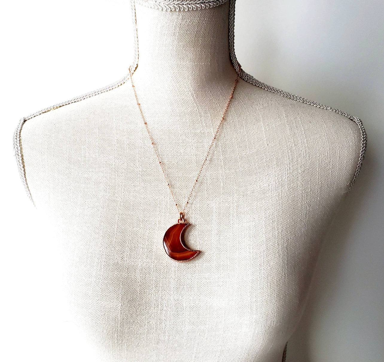 Carnelian Crescent Moon Necklace