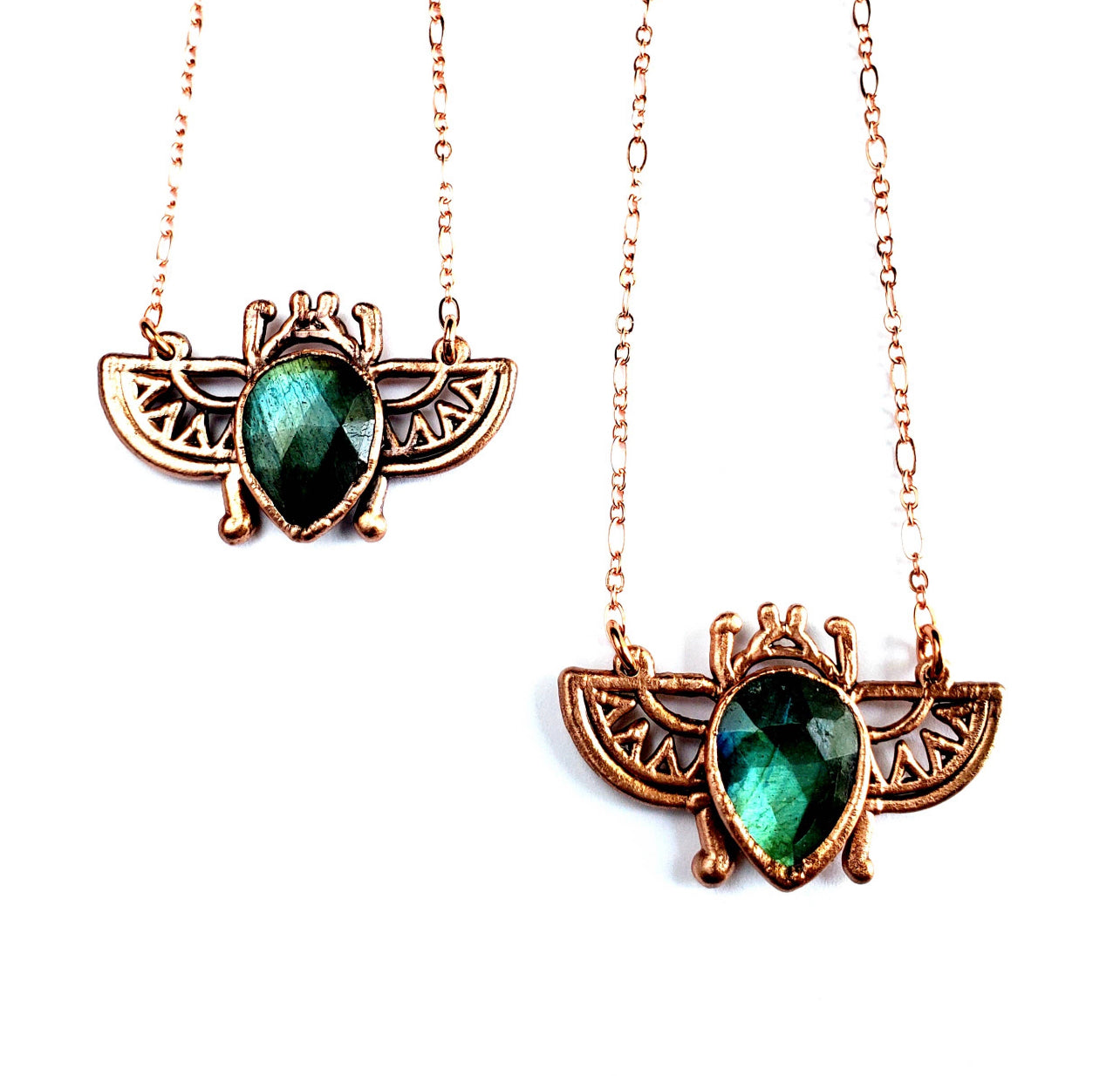 Labradorite Egyptian Scarab Beetle Necklace