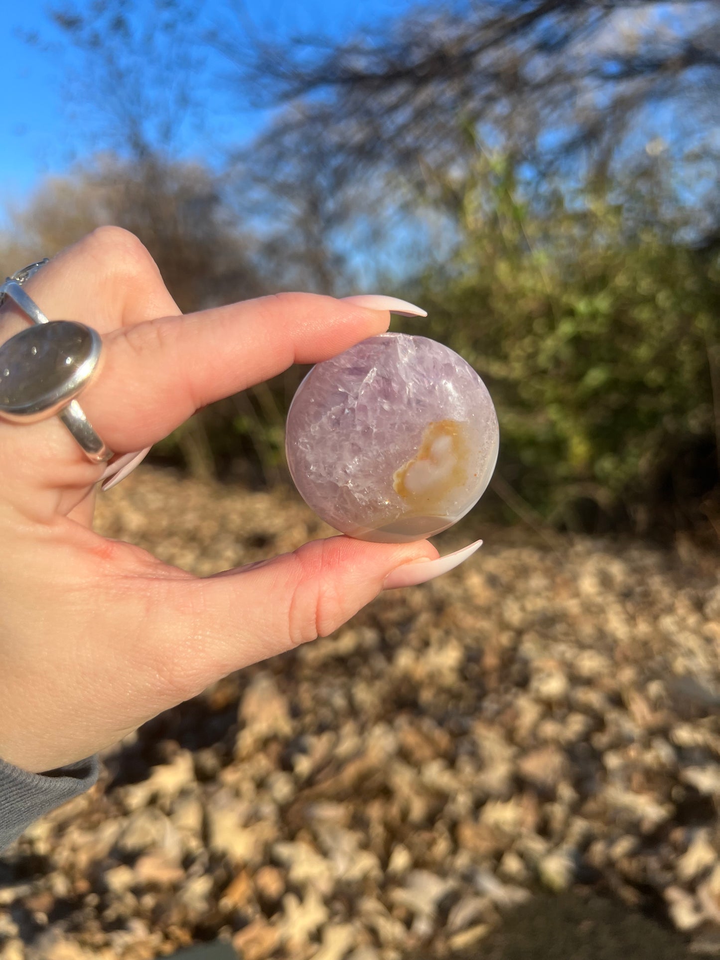 Rainbow Filled Amethyst Flower Agate Palm