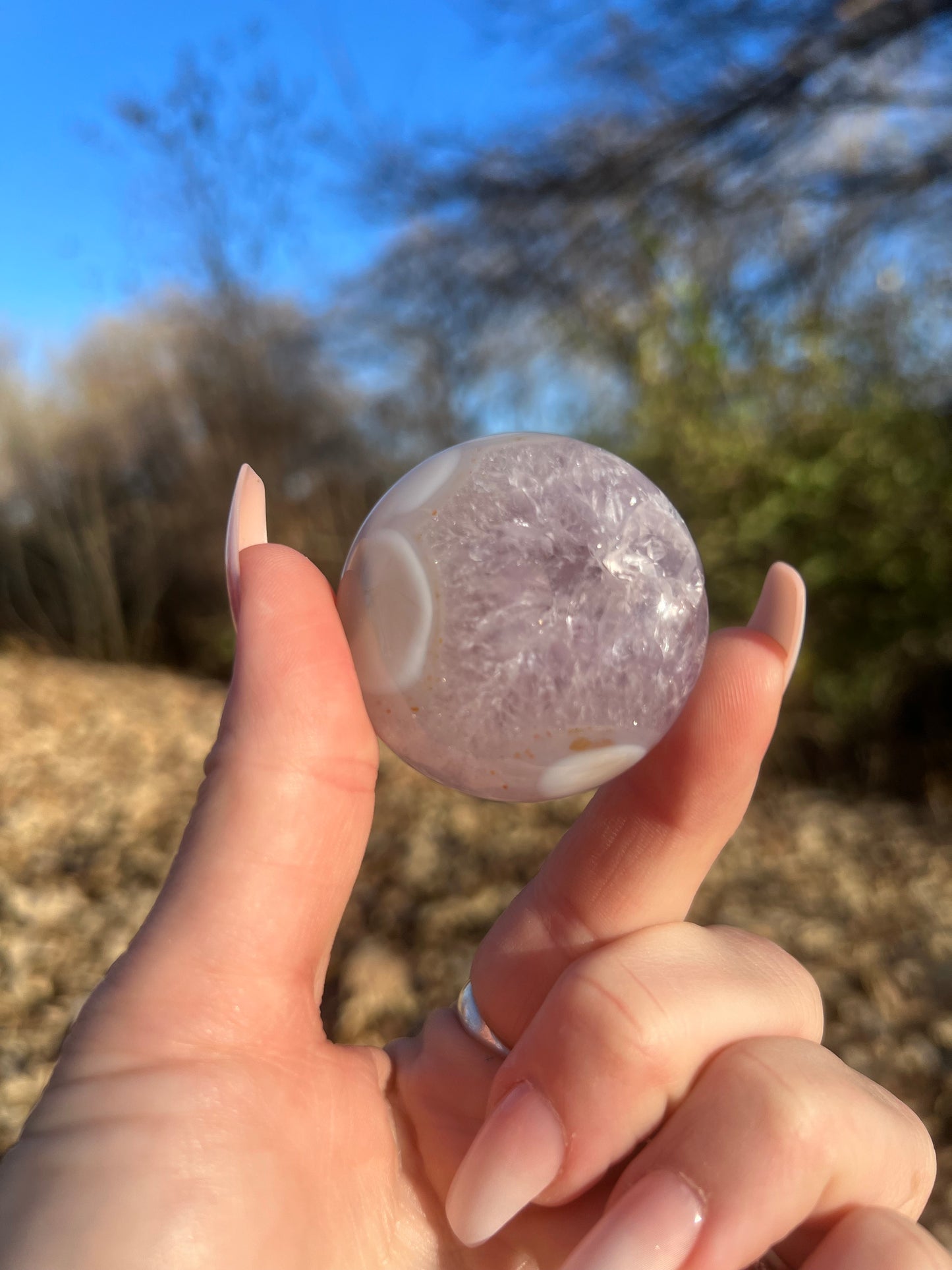 Rainbow Filled Amethyst Flower Agate Palm